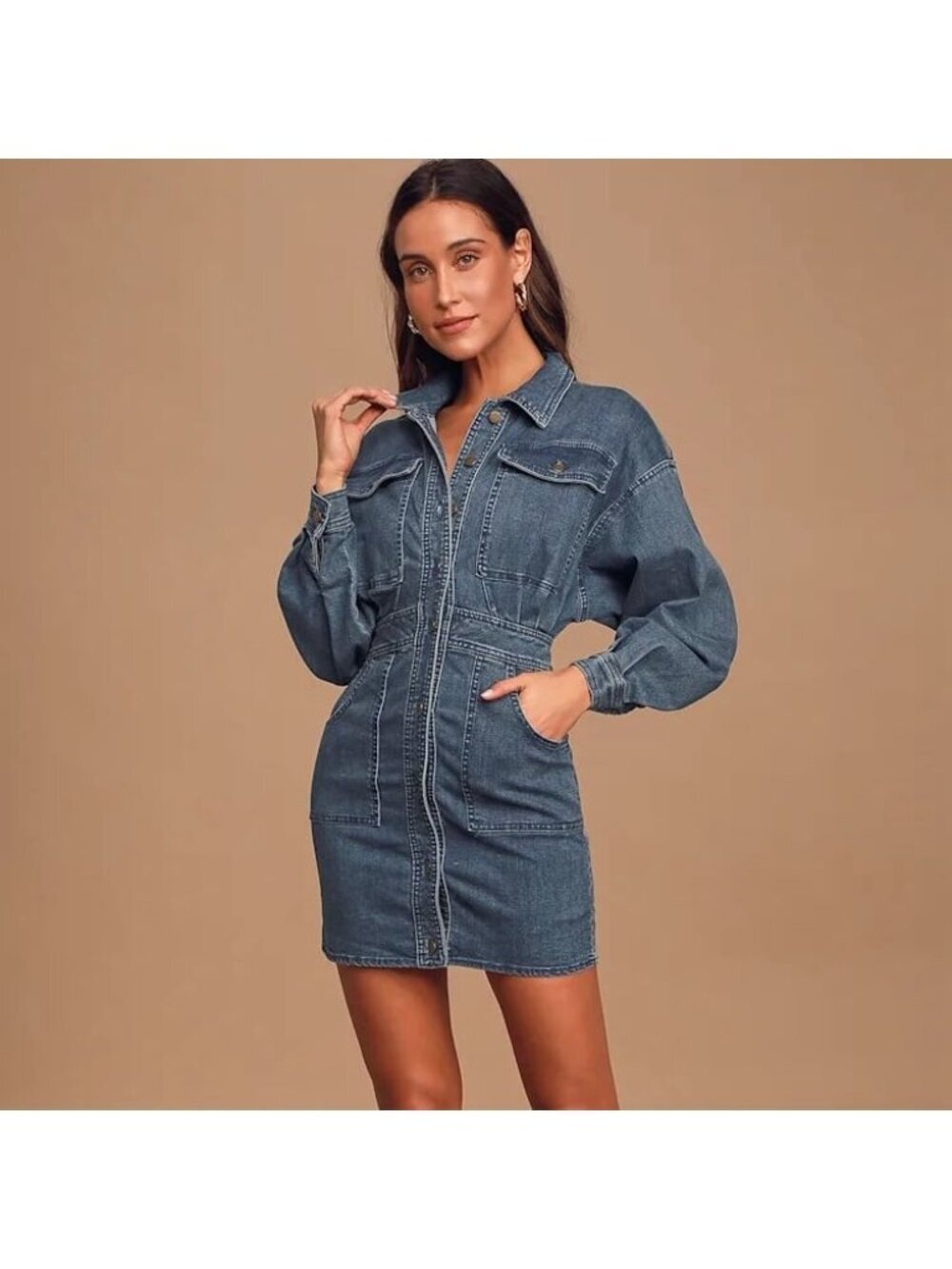 Free People Bo Denim Dress in Indigo Blue